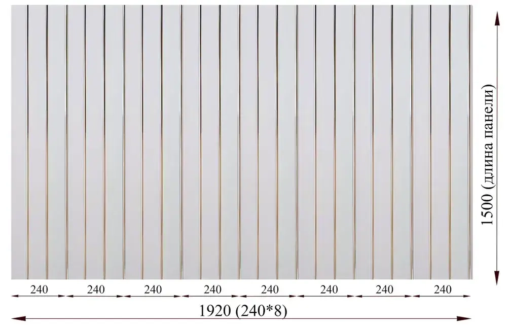 Набор реечного потолка для ванной из панелей ПВХ 1,92м х 1,5м, 3 полосы хром