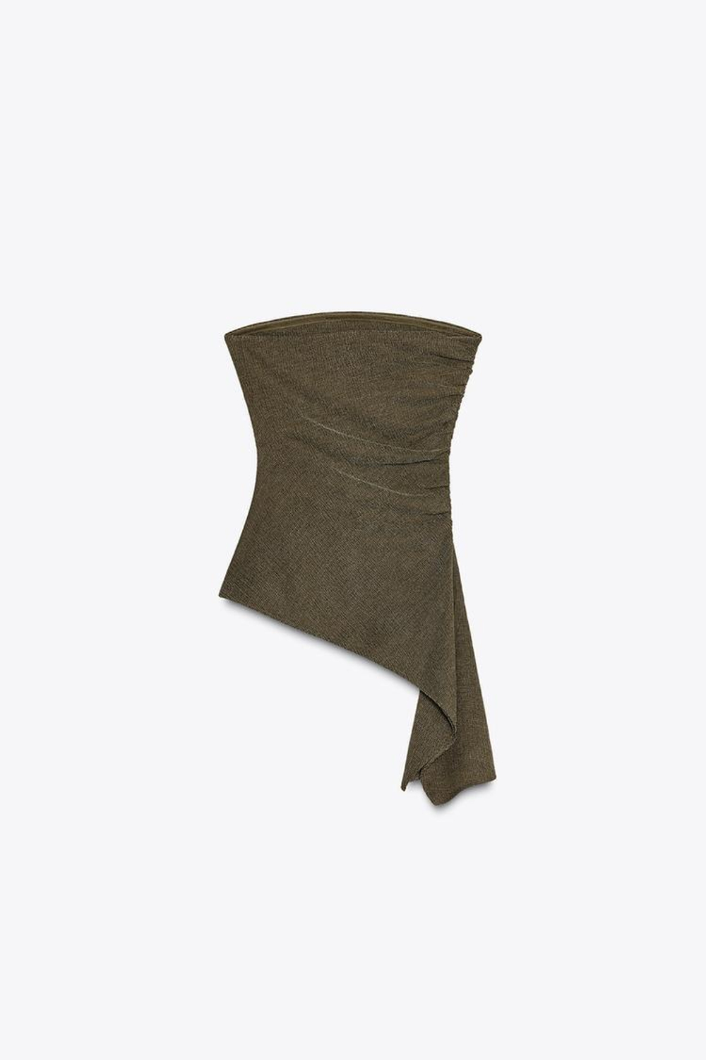 ZARA ТОП БАНДО ИЗ РЕЛЬЕФНОЙ ТКАНИ, ТЕМНЫЙ ХАКИ