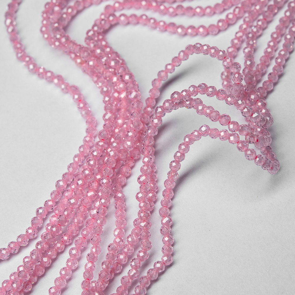 Фианиты, оттенок "Нежный розовый", 2мм шар, микроогранка