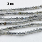 Лабрадор граненый, размер около 3,3 мм, цена за нить 125 шт (38 см)