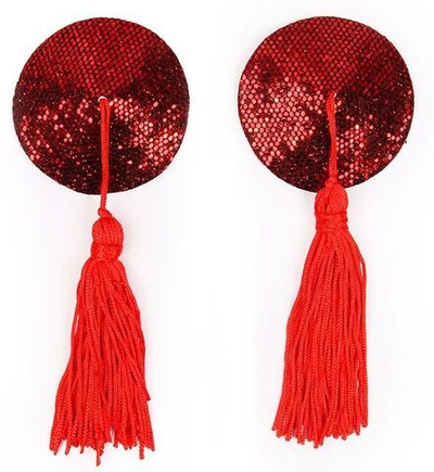Красные круглые пэстисы с кисточками (Цвет: красный)