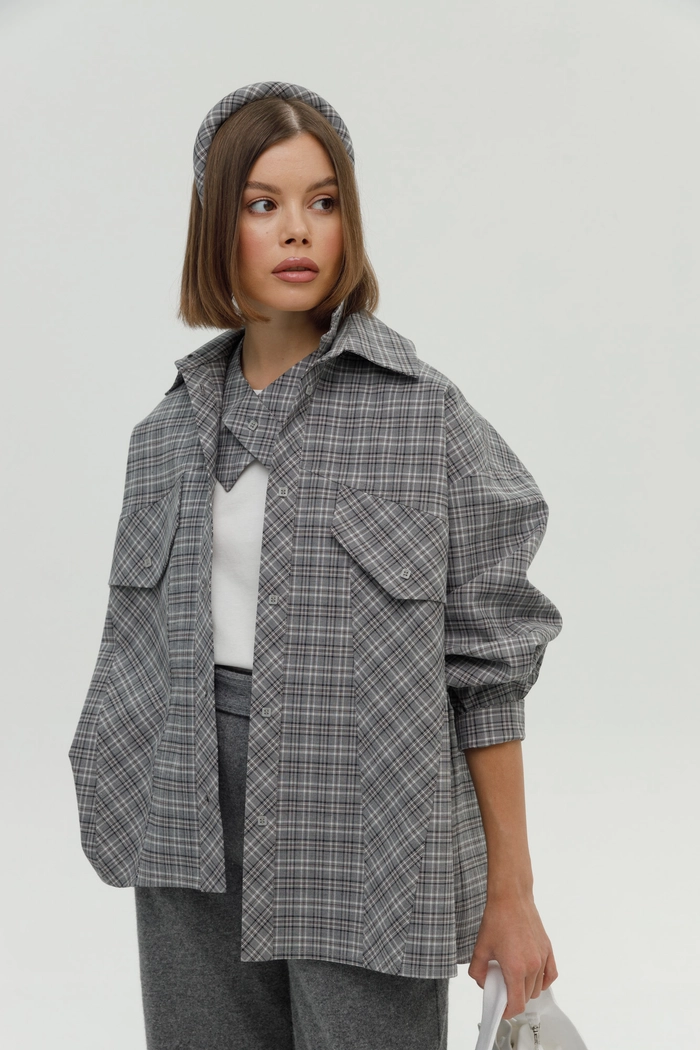 РУБАШКА ВИНСЕ СЕРАЯ КЛЕТКА