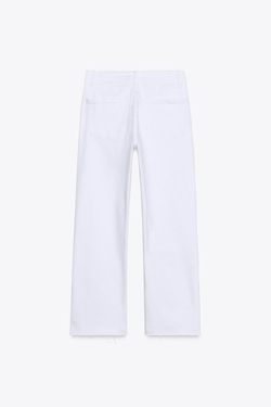 ZARA ДЖИНСЫ TRF CROPPED FLARE С ВЫСОКОЙ ПОСАДКОЙ, БЕЛЫЙ