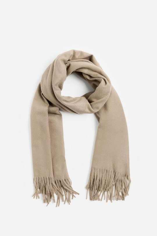 ZARA ШАРФ С БАХРОМОЙ, СЕРО-КОРИЧНЕВЫЙ