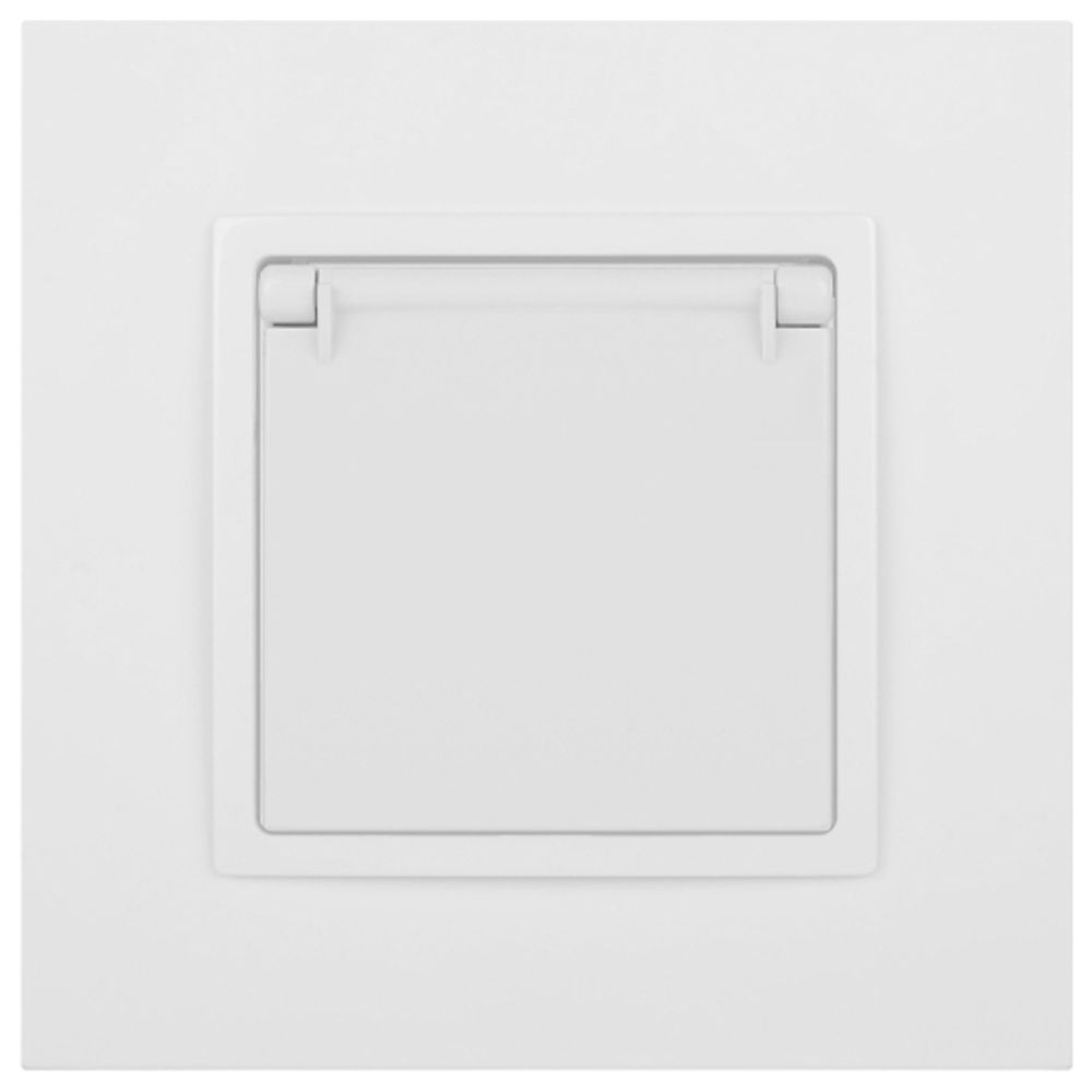 14-2103-01 ЭРА Розетка 2P+E Schuko со шторками с крышкой, 16A-250В, IP20, Эра Elegance, белый
