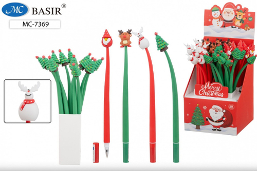 Ручка шариковая БАСИР 0,5 мм синяя Новогодняя (МС-7369)