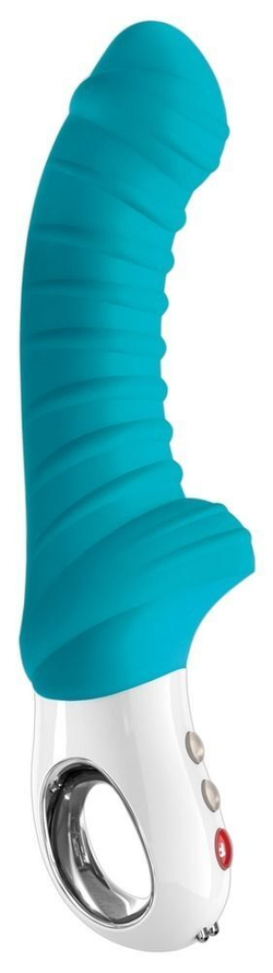 Бирюзовый вибратор с рёбрышками Tiger