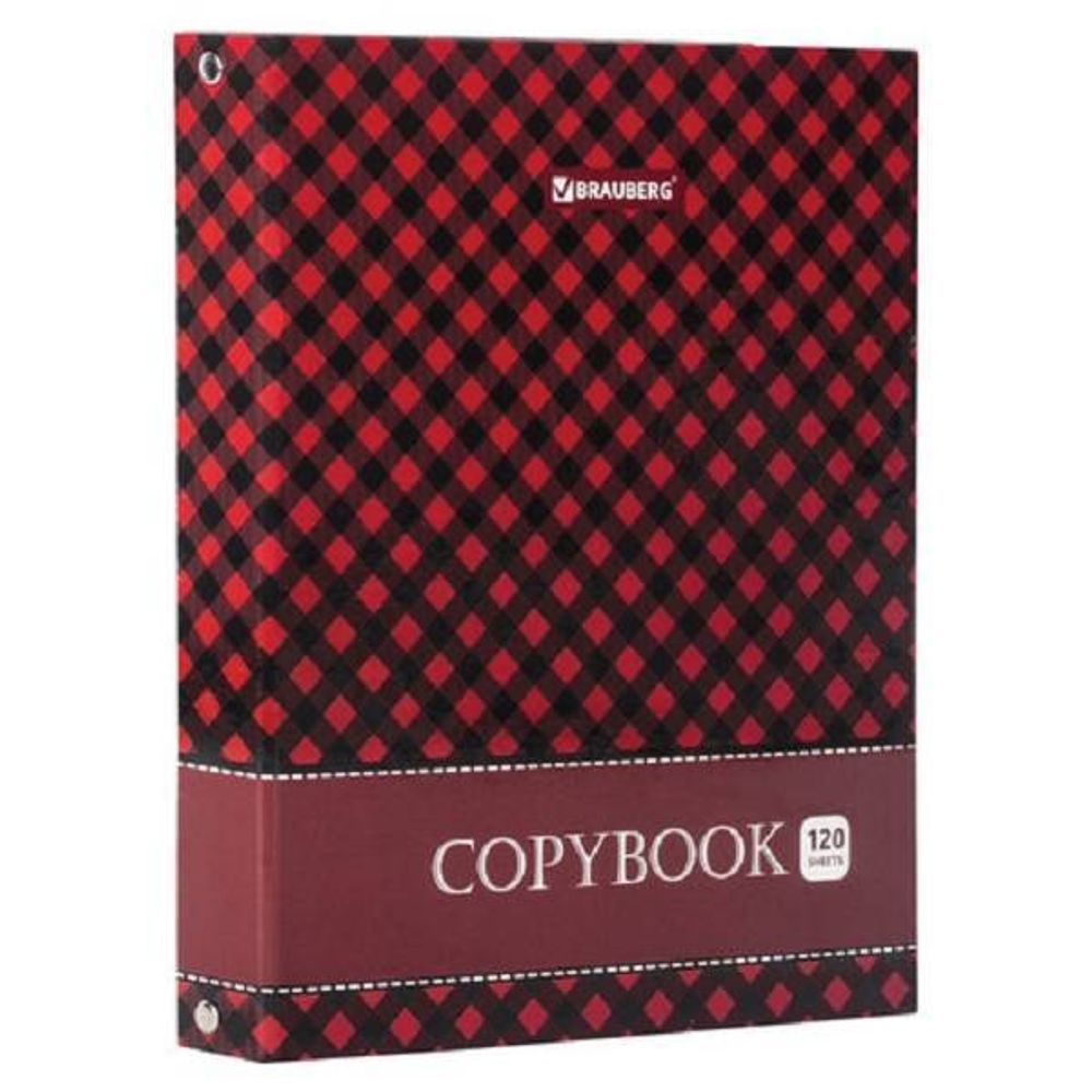 Тетрадь на кольцах 120л, А5, Brauberg Шотландка, обложка ламинированный картон