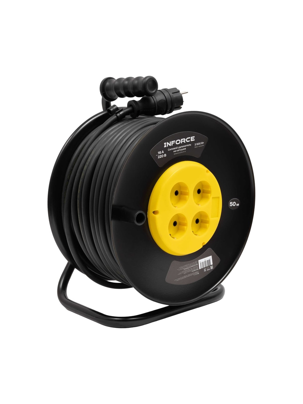 Силовой удлинитель Inforce на катушке 4 гнезда, с/з КГ 3х2,5 16A 50м IP20 GRANITE ZG 09-15-10
