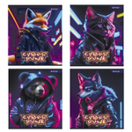 Тетрадь 48л., А5, клетка, Alingar "Cyber punk", скрепка, мелованный картон (стандарт), блок офсет, 4 дизайна в пленке т/у