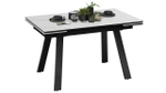 Стол кухонный обеденный раздвижной Черный муар/Керамика матовая серый мрамор 140(200)х85х76 см