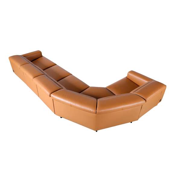 5-местный диван с реклайнером 6263 с левым шезлонгом из коричневой кожи