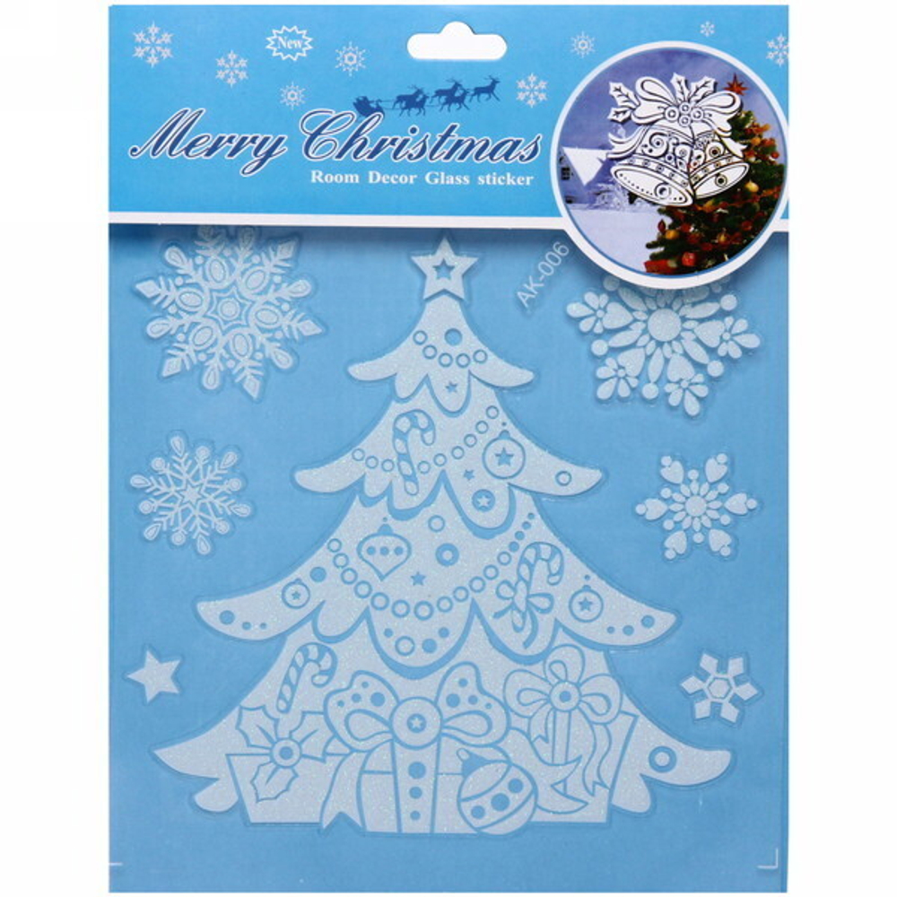 Наклейка на стекло 18*18 см,»С новым годом», микс