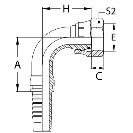 Фитинг DN 12 DKO-S (Г) 22x1.5 14 (90) (накидная гайка)