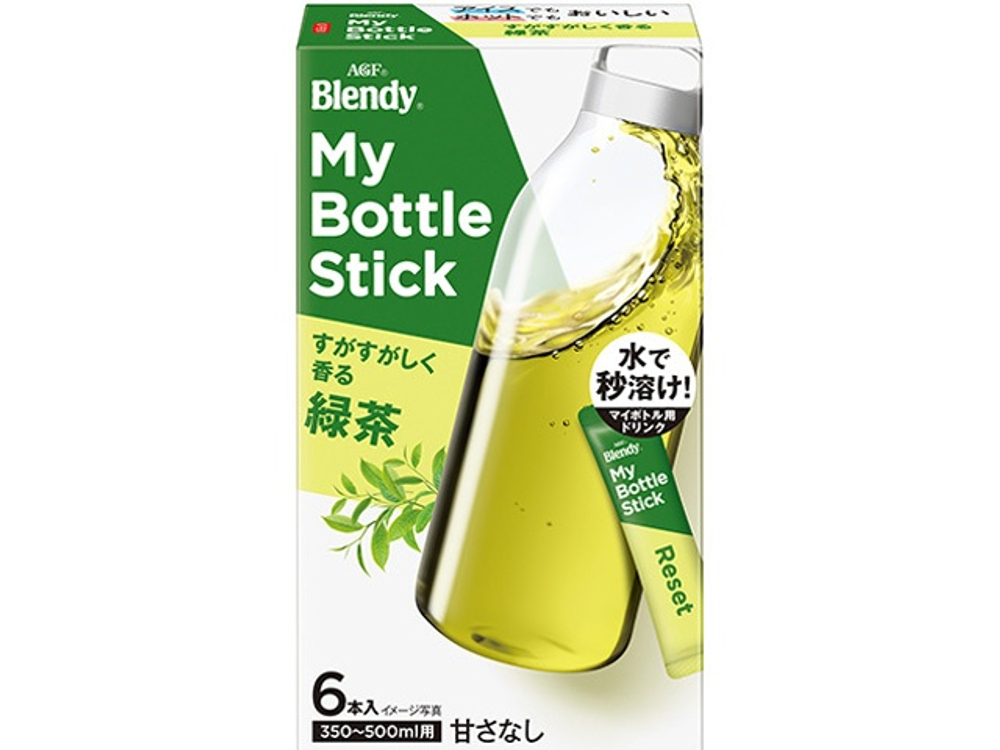 Напиток чайный AGF Blendy My Bottle Stick растворимый, ароматный зелёный чай, 6x2,5 г
