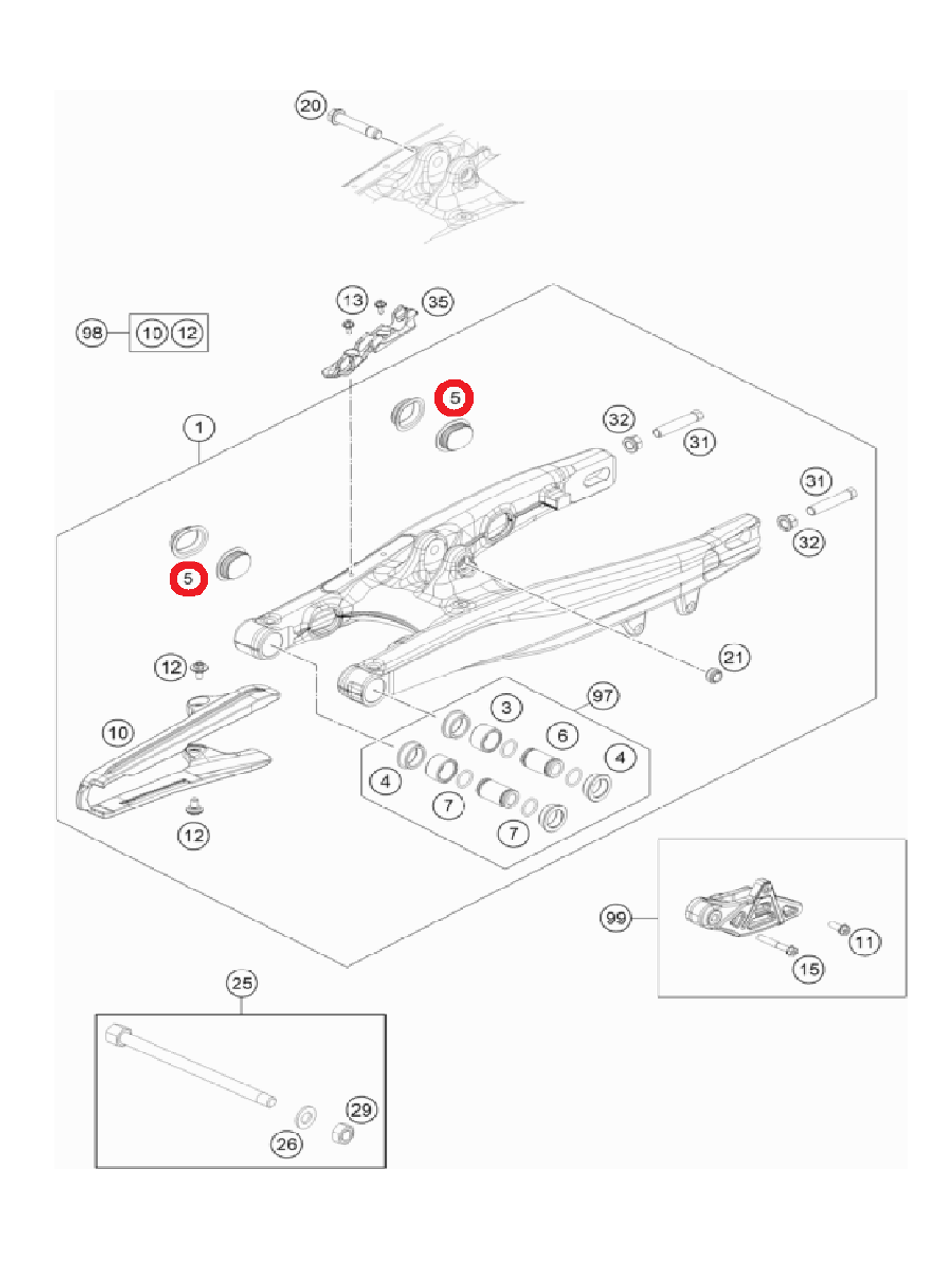 Заглушка маятника KTM, HQV, GASGAS