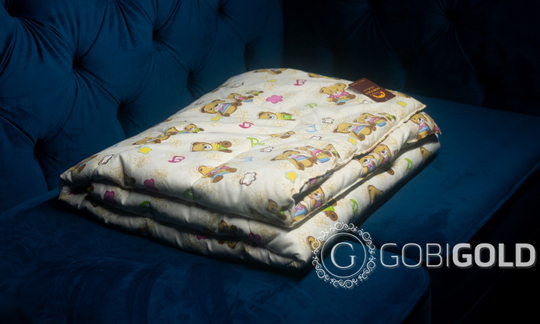 Детское одеяло стеганое из 100% верблюжьего пуха 110х140 см. (GOBI SUN) - мишки
