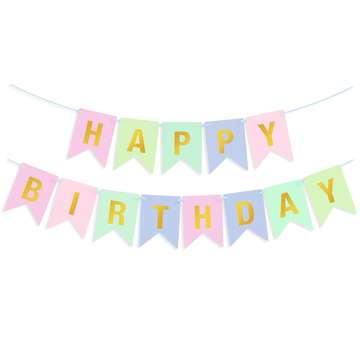 Гирлянда-флажки «Happy Birthday» пастельный микс, 500 см