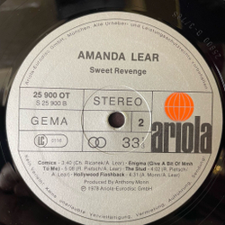 Винтажная виниловая пластинка LP Amanda Lear Sweet Revenge (Germany 1978) (Постер)