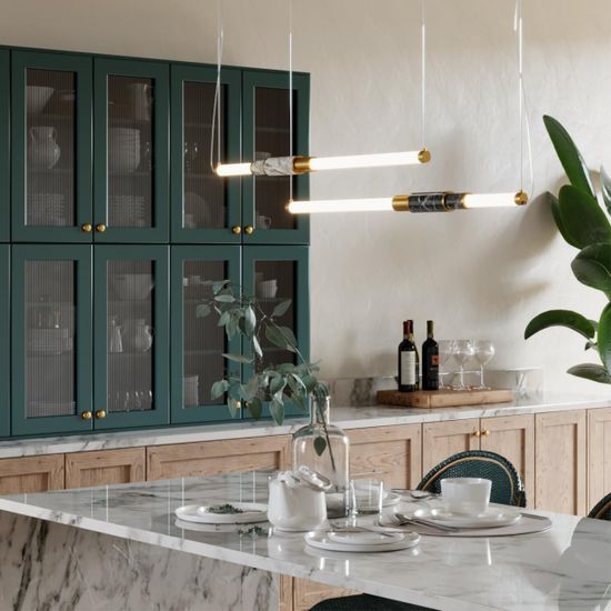 4359/14L MIDCENT ODL24 127 белый мрамор/антич. бронза/металл/акрил Подвесной светильник (ВЕРТ. И ГОРИЗОНТ) IP20 LED 14W 3000K 220V MARMI