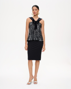 Топ из пайеток и бархата с бантом