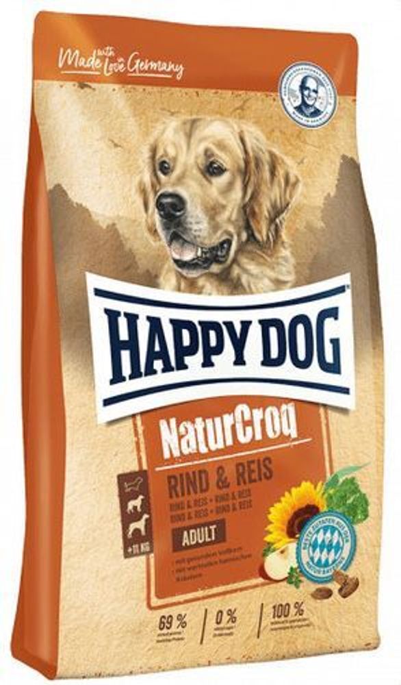 Сухой корм Happy Dog NaturCroq Adult Beef and Rice для взрослых собак всех пород говядина с рисом 4 кг