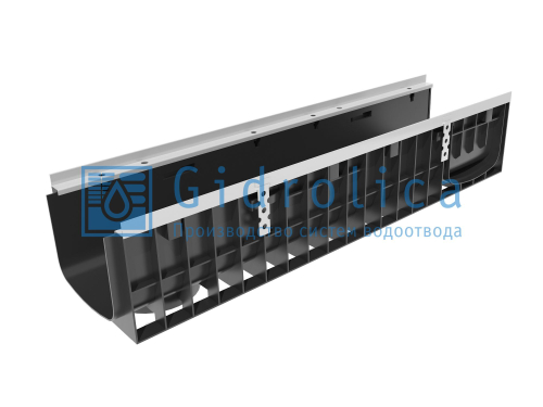 Лоток водоотводный пластиковый, серия Super ЛВ -20.24,6, класс нагрузки D400, E600, Gidrolica, Россия