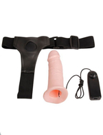 Страпон полый с вибрацией , Domina (Цвет: телесный, черный)