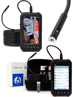 Технический автомобильный эндоскоп Dewang FC750 HD с жестким кабелем 5 метров, двумя камерами и монитором