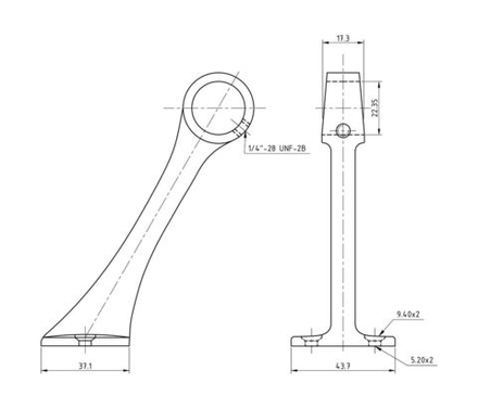 Стойка поручня проходная под трубу 7/8" (22 мм), поперечная, высота 127 мм