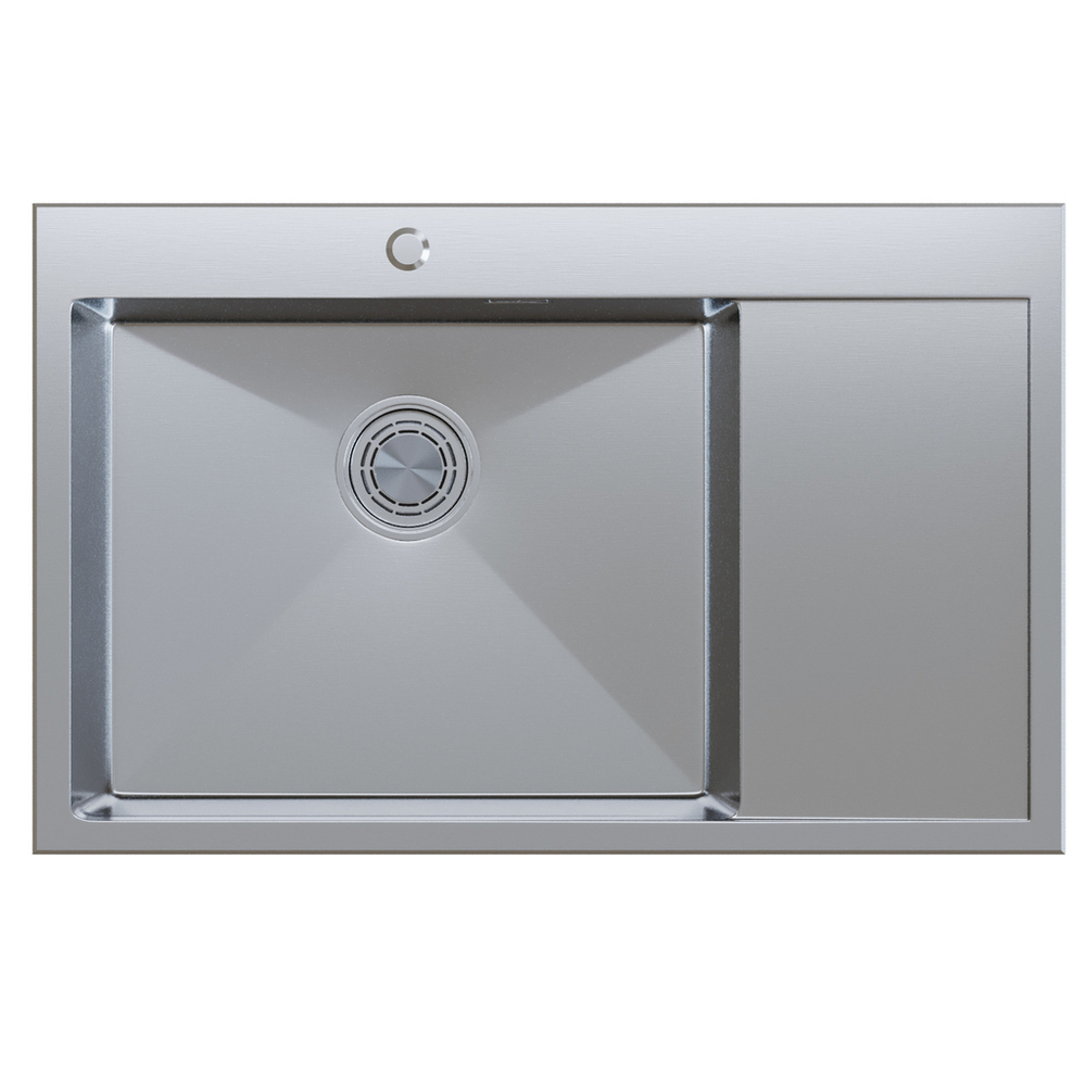 Мойка настол.монтаж 78х50 (3,0) лев. вып 3 1/2  MIXLINE PRO с ФАСКОЙ 20см с сифоном (сатин)