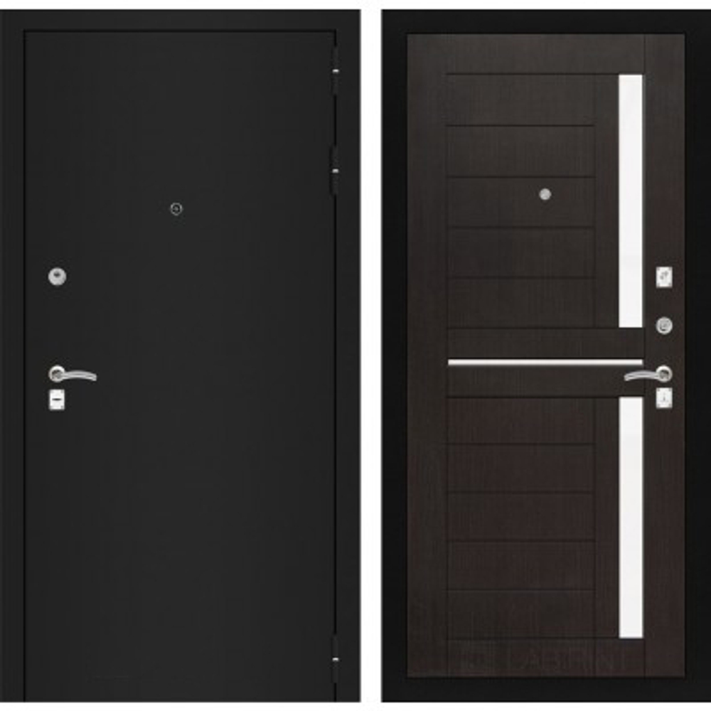 Дверь входная Лабиринт CLASSIC шагрень черная 02 - Венге металлическая