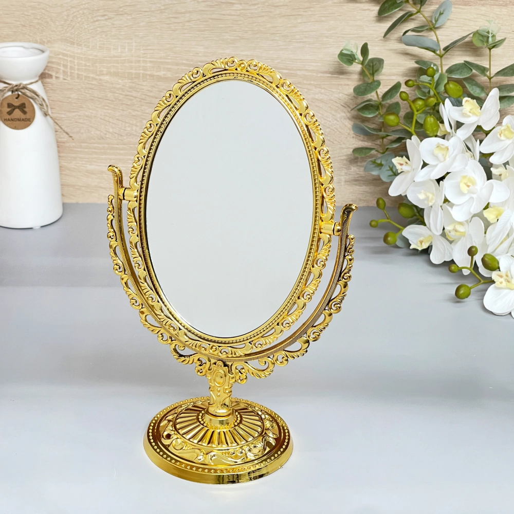Зеркало настольное в пластиковой оправе «Версаль - Овал», цвет золото, двухстороннее, 30см