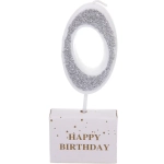 Свеча для торта Цифра Иллюзия «0» 9.5 см, серебро