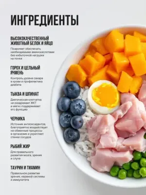 Корм сухой полнорационный BOWL WOW с курицей и черникой для котят