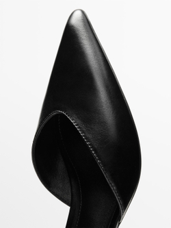 Massimo Dutti Туфли на высоком каблуке с открытой пяткой, черный