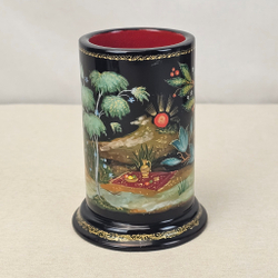 Стакан под ручки с карандашами "Жар-птица и Иван" (Ручная роспись Палех)