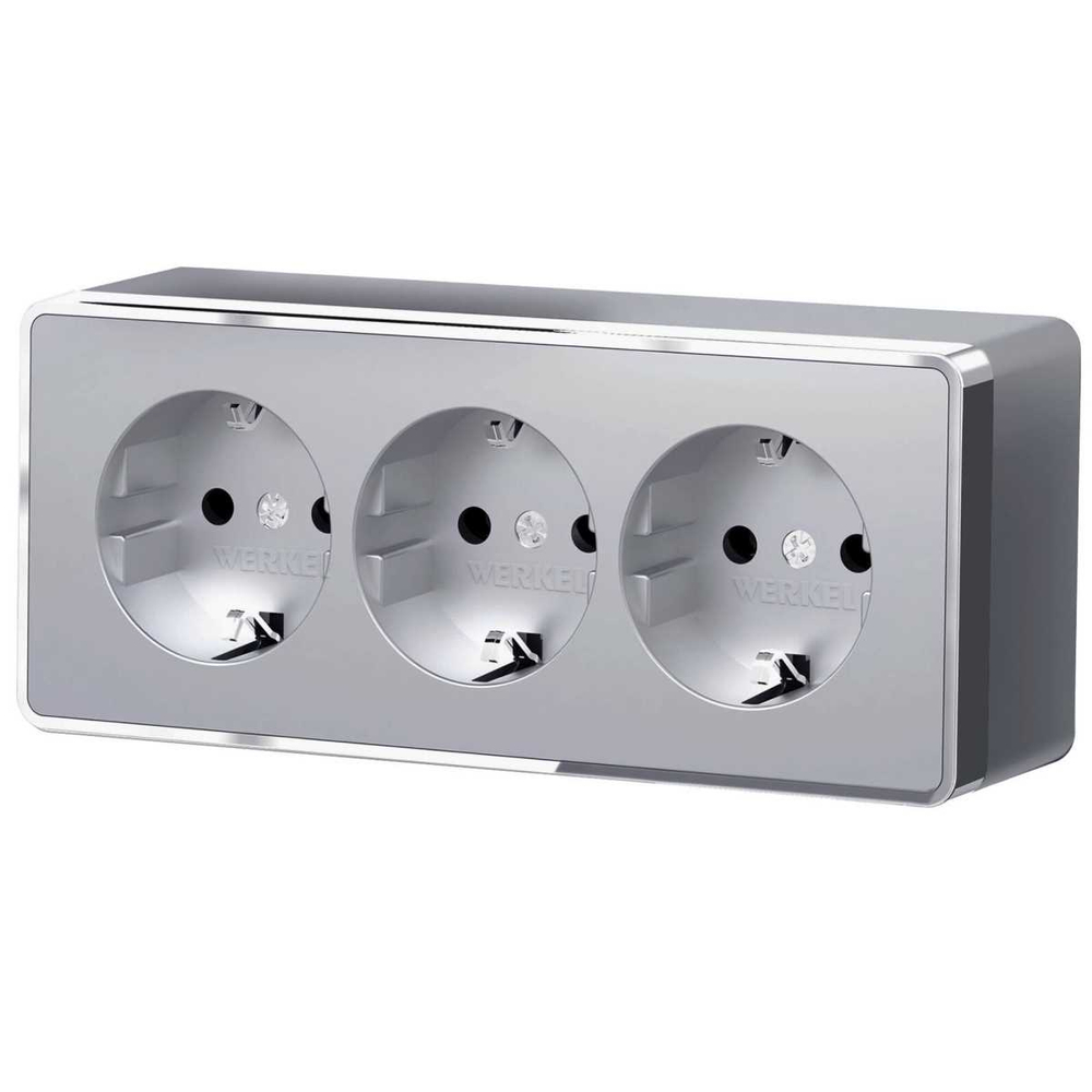 Розетка тройная с заземлением и шторками Werkel Gallant серебряный W5073106 4690389167195
