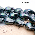 "Майорка" барочная, цвет черный АВ, размер около 14*11 мм, цена за набор 6 шт