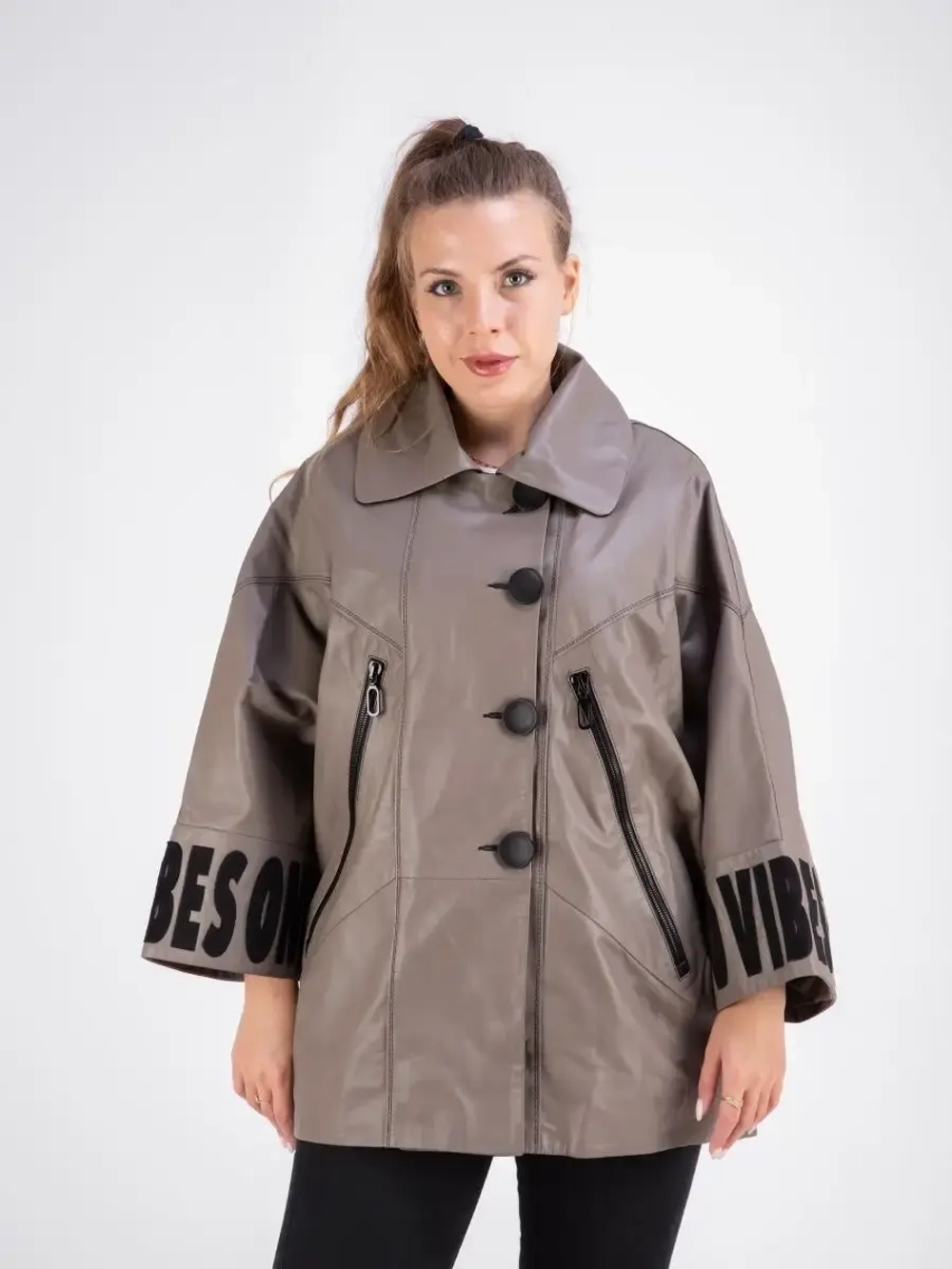 Куртка кожаная из натуральной кожи оверсайз Турция