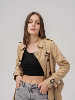 Двойной кроп топ укороченный под пиджак базовый