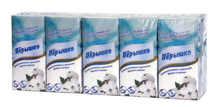 Платочки бумажные "Перышко" 3-х сл. Перышко 10шт. Лилия