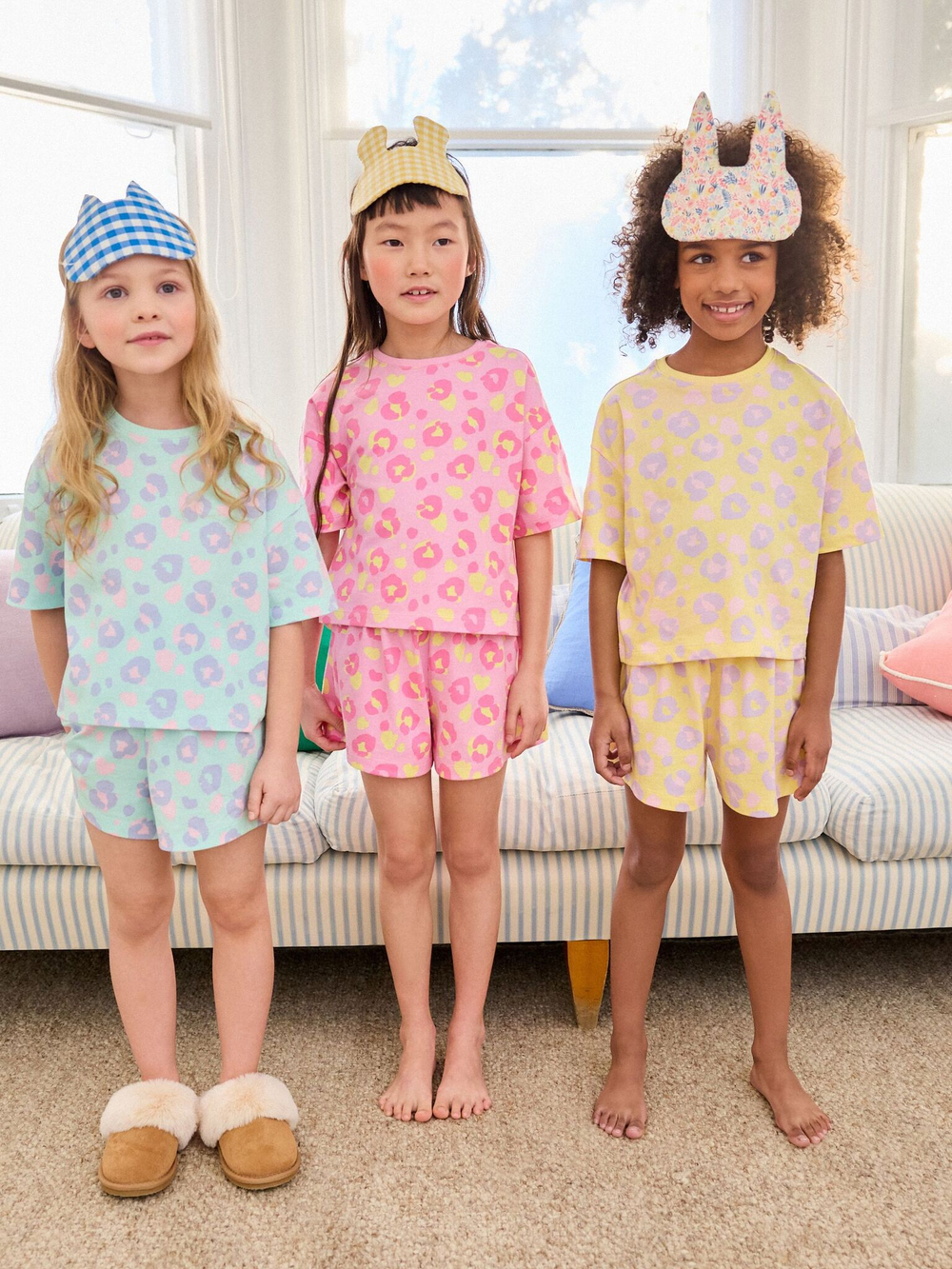 Пижама для девочки Next N59-623, 3 шт., Розовый, Голубой, Светло-желтый