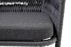 "Бордо" стул барный плетеный из роупа (колос), каркас из стали серый (RAL7022) муар, роуп серый 15мм, ткань темно-серая 027