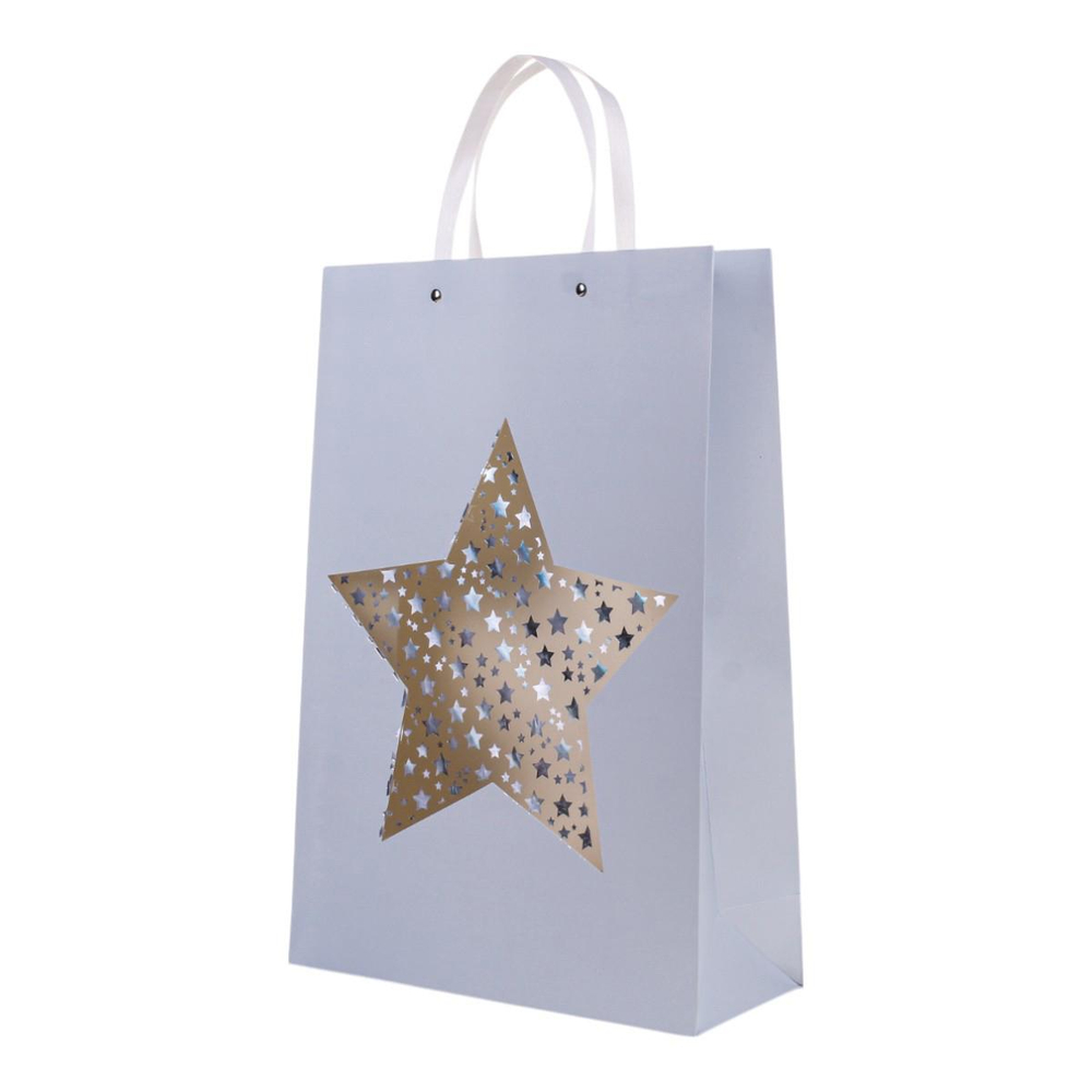 Пакет подарочный "Star" 44*31*12см, прозрач.окно в виде звезды с гологр.эфф.