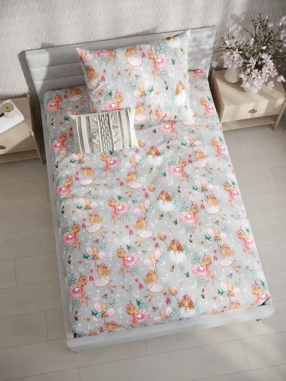 Наволочка комплект 2шт бязь Сказка "Балеринки" 50x70 см на молнии