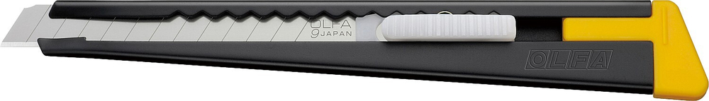 Нож OLFA с выдвижным лезвием, черный, 9мм