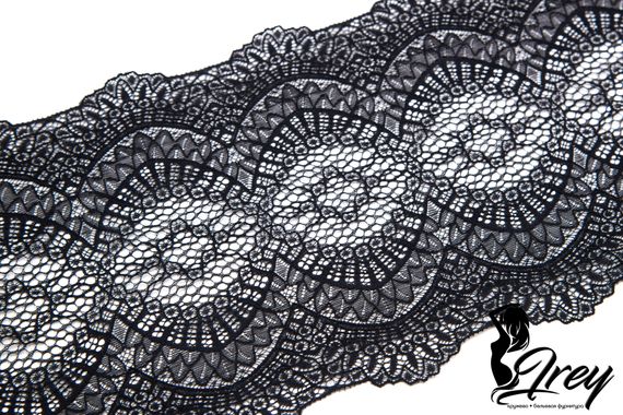 264 Кружево эластичное 18 см, Италия, черный 170