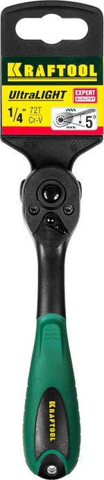 KRAFTOOL 1/4″, 72 зубца, пластиковое покрытие, трещотка для торцовых головок (27796-1/4)