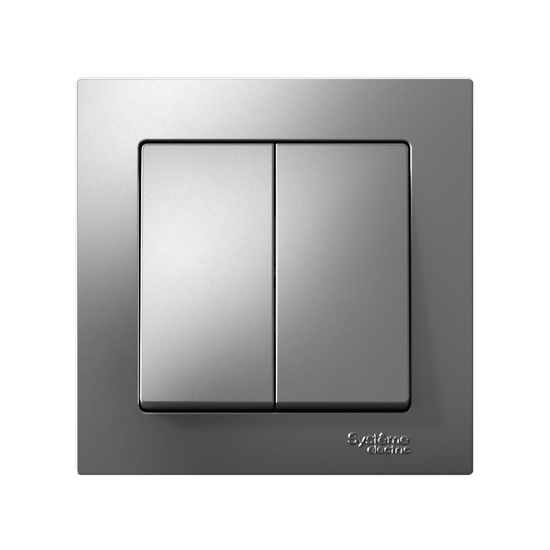 Выключатель 2-кл. СП AtlasDesign 10А IP20 (сх. 5) 10AX в сборе сталь SE ATN000952